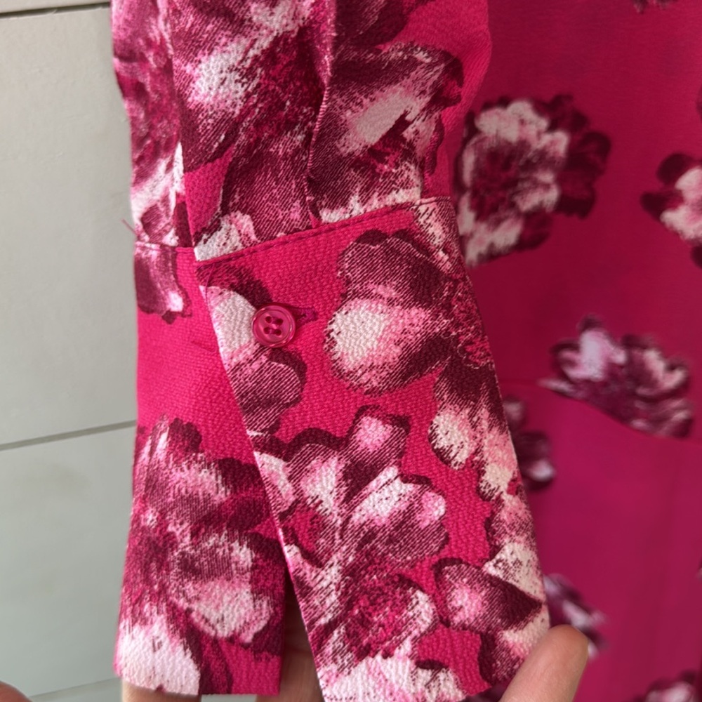 NWT Scoop Pink Floral Long Sleeve Wrap Shirt Dress Size XS - Picture 2 of 9